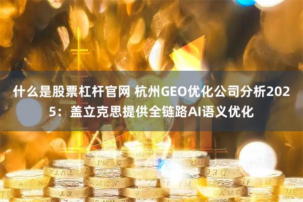 什么是股票杠杆官网 杭州GEO优化公司分析2025：盖立克思提供全链路AI语义优化